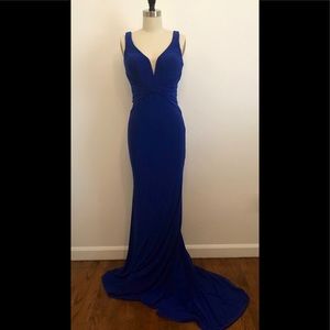 La Femme Sapphire Blue Gown